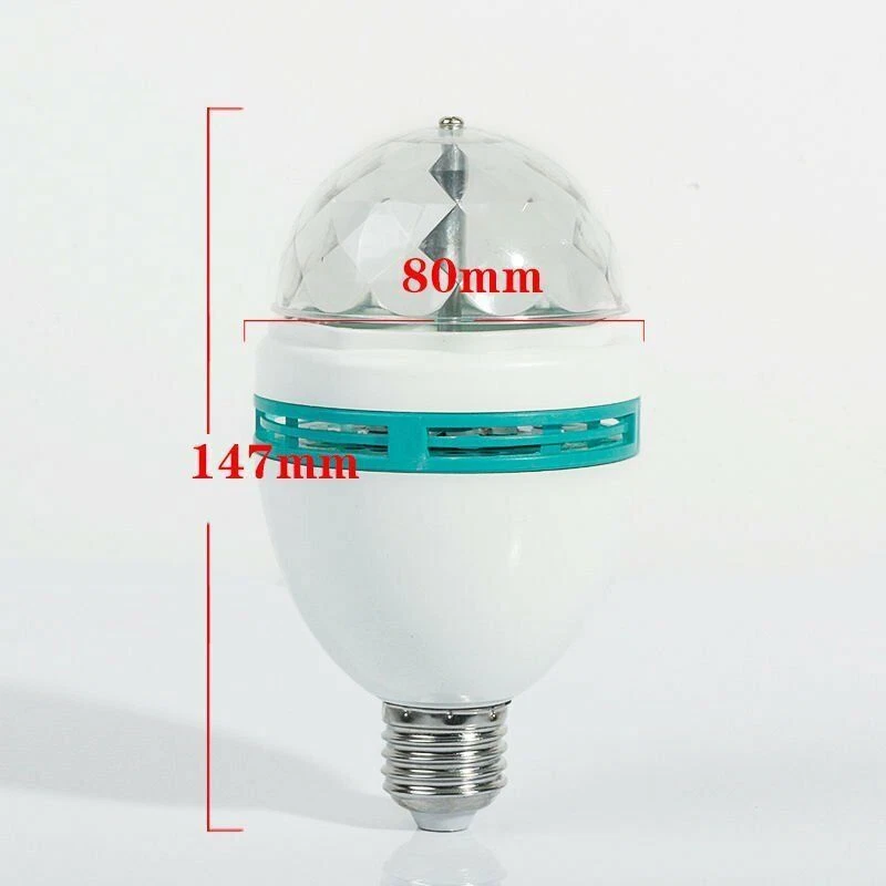 3W RGB LED Full Color DJ Stage Light Bulb Auto Rotating Crystal Disco Lamp USA - Image 2 of 2