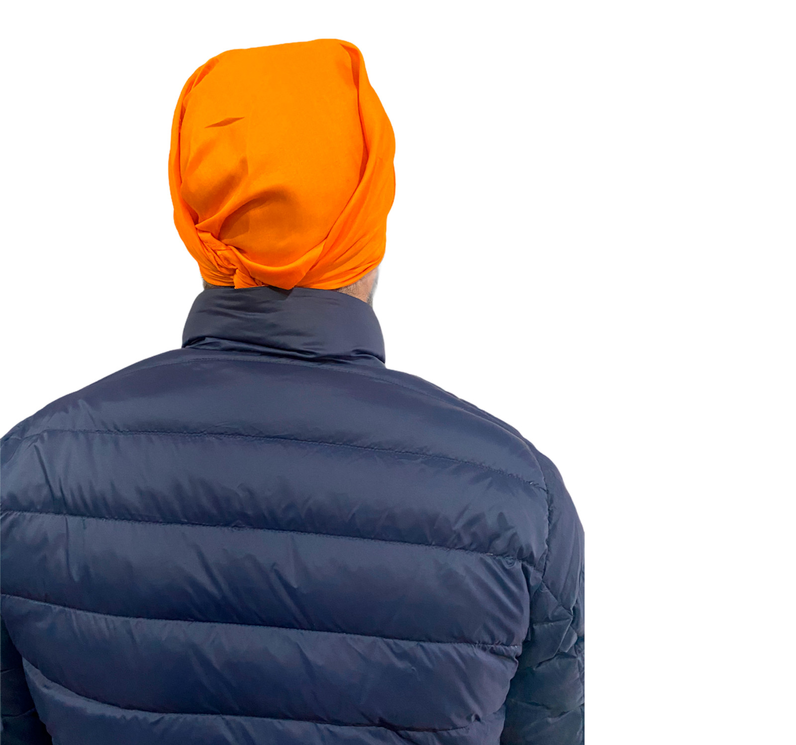 как выглядит Sikh Patka- Kesari Orange for Adults unisex with Khanda Sign in front фото