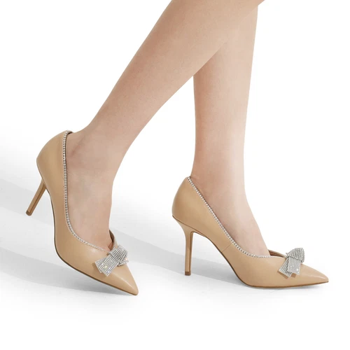 US Women Wedding Dress Pump Shoes High Heel Pointed Toe Slip On Party Pump Shoes - Picture 16 of 16