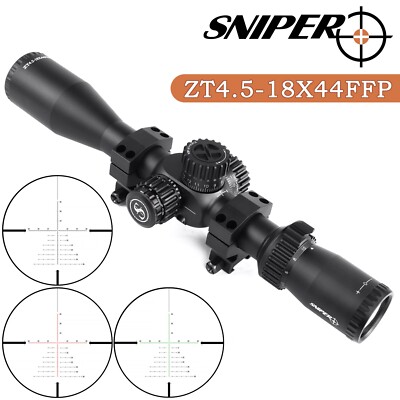 Sniper 4.5-18x44FFP Rifle Scope Parallax Adjustment Hunting Scope R/G illuminate