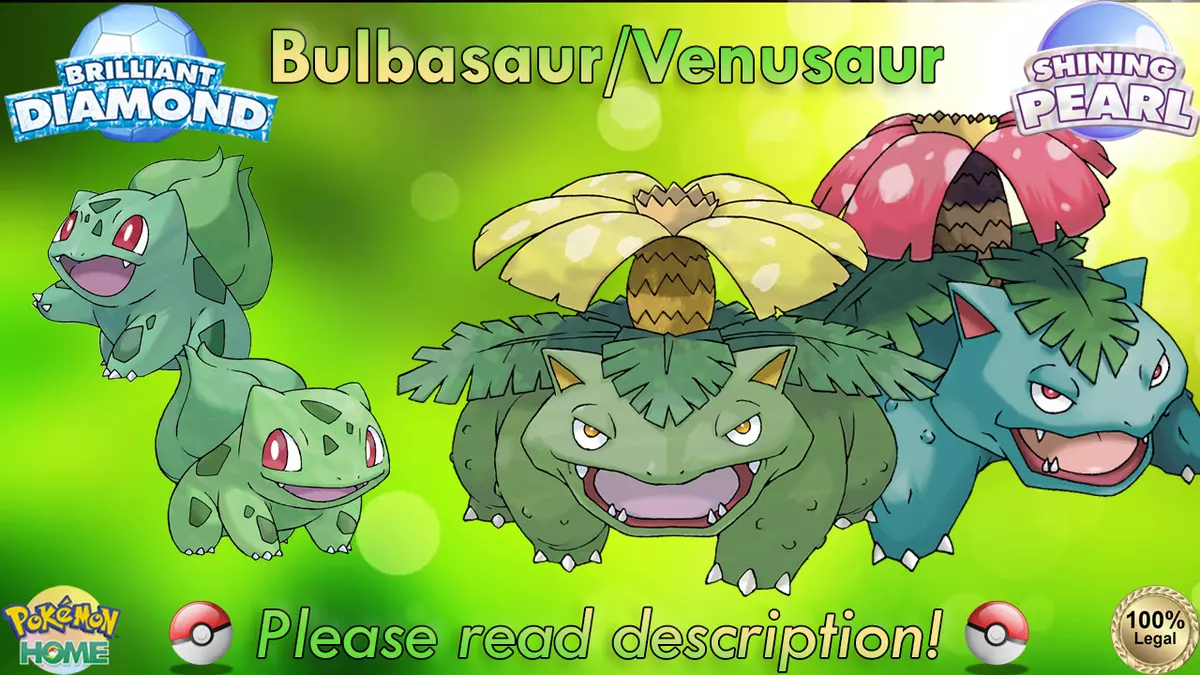 Shiny Bulbasaur/Venusaur 6IV - X/Y OR/AS S/M US/UM Let's Go Sword/Shield