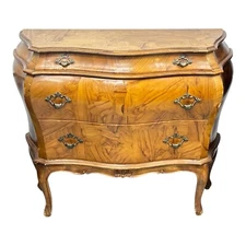Italian Midcentury Rococo Style Bombé Chest with Three Drawers and Cabriole Legs