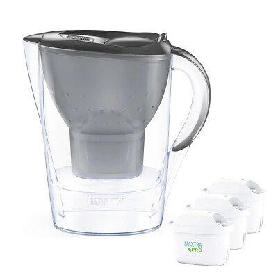 Brita Marella Wasserfilter 2,4 L Graphit + 3x Maxtra Pro Filterkartusche