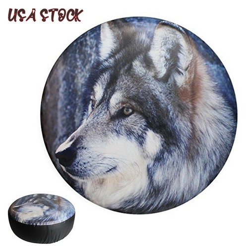 Wolf Protect Waterproof PVC Leather Casing Spare Tire Wheel Cover 15"For Jeep RV - Picture 2 of 11
