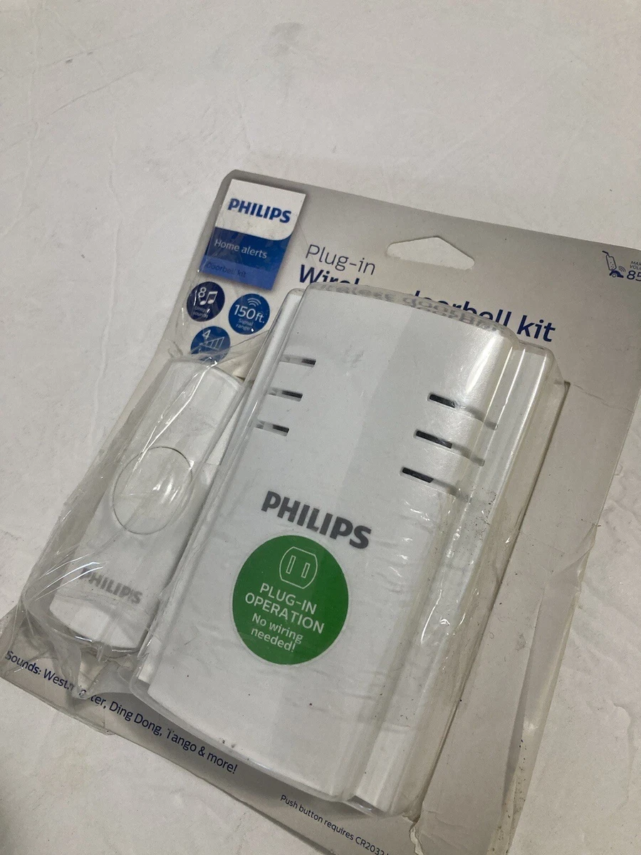 Philips Plugin 2Melody Doorbell Kit, White, DES2120W/27, 45 OFF
