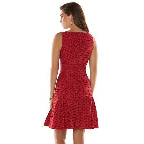 Chaps Women's Sleeveless Boatneck Pleated Red Dress S, M, L, XL NWT - Picture 2 of 2