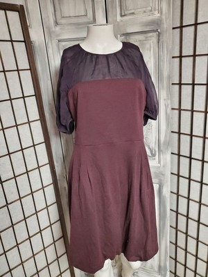Development by Erica Davies 100% Soft Wool Dark Purple Dress S -M sheer Top