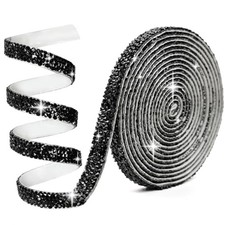 Rhinestone Ribbon Black Rhinestone Strips Self Adhesive, 3 Yards Black