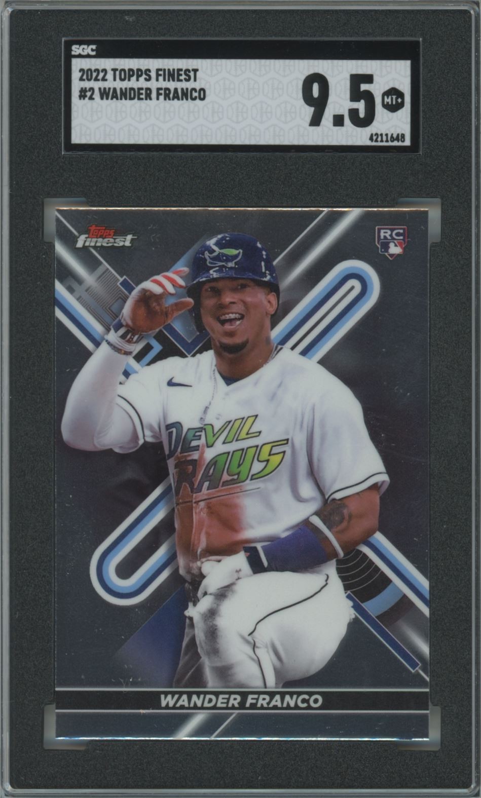 WANDER FRANCO RC SGC 9.5 2022 TOPPS FINEST #2 TAMPA BAY RAYS