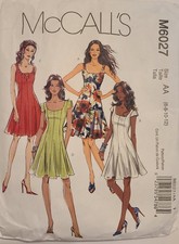 McCalls M6027 Misses Partially Lined Flared Dress Pattern Sz 6-8-10-12 CUT SALE