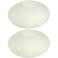 TOYANDONA Set di 2 grandi paralumi rotondi bianchi in carta di riso,