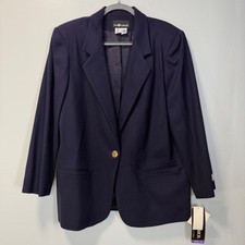 Sag Harbor Vintage 100 Wool Navy Blue Blazer Jacket 3600 Size 16 Career New