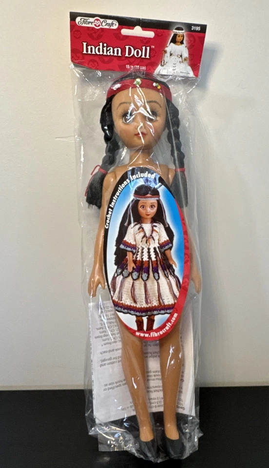 Muñeca nativa americana Fibre Craft 1995 15" pelo negro ojos móviles artículo # 3195 nuevo de stock Foto 4 de 4