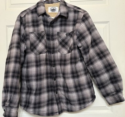 Blue Ridge By Wrangler Shacket Warm Men s Sz Medium Gray Plaid Sherpa Lined