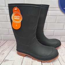 Wonder Nation Youth Boys Black TPE Rubber Lined Slip-on Chore Rain Boots: 2