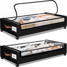 Under Bed Storage with Wheels 2Pack Storage Containers with Clear Window