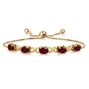 18K Yellow Gold Plated Silver Rhodolite Garnet Bracelet 4.50 Cttw