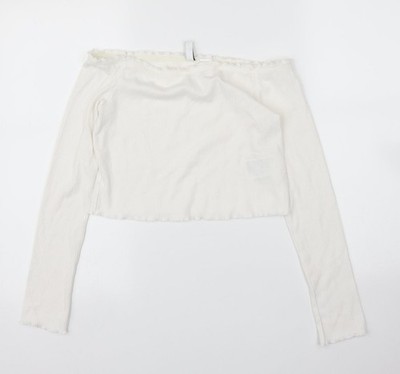 Weiße Cropped Bluse Damen Größe M von H&M