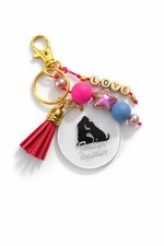 Dog Lover Keychain Handmade Acrylic Charm Forever Together Pet Gift Tassel.