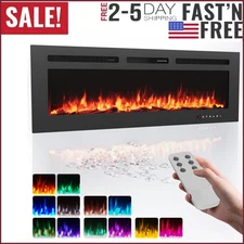 60" Electric Fireplace Recessed insert or Wall Mounted Standing Electric Heater