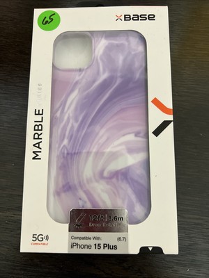 Base Marble iPhone 15 plus Purple Marble Protective Case MagCharge Enabled