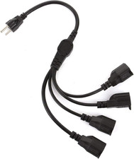3 Prong 1-To-4 Power Cord Splitter, 20 Inch 4 Outlet Extension Cord Splitter, Y