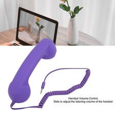 Radiation Proof Cell Phone Handset 3.5mm Retro Wired Telephone Handset Purple
