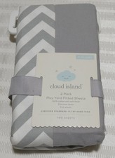 Cloud Island 2 Pack Jersey Play Yard Fitted Sheets Gray White 100 Cotton