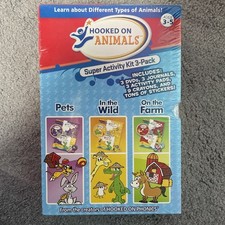 Hooked on Animals: Super Activity Kit 3-pack Ages 3-5 NEW DVDs Journals Stickers