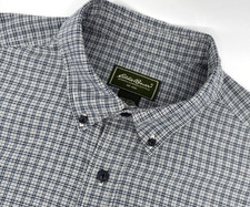 Eddie Bauer Men’s Heavyweight Plaid Blue Button Down Shirt L Outdoor Cotton
