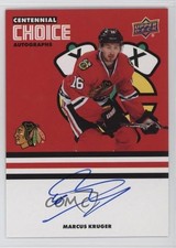 2025-26 Chicago Blackhawks Centennial Choice Signatures Marcus Kruger Auto 0k6r