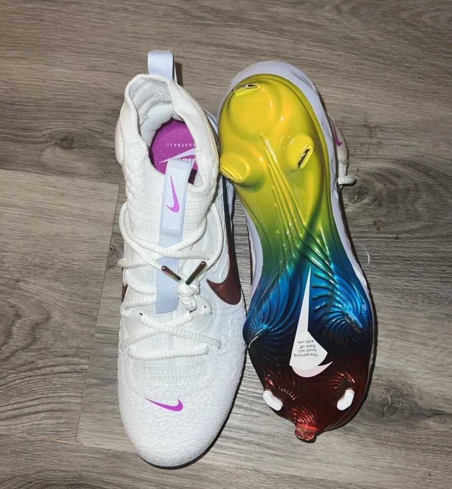 Chuteiras de beisebol Nike Alpha Huarache NXT "Arco-íris" de metal DJ6517-106 tamanho 8 - Imagem 4 de 4