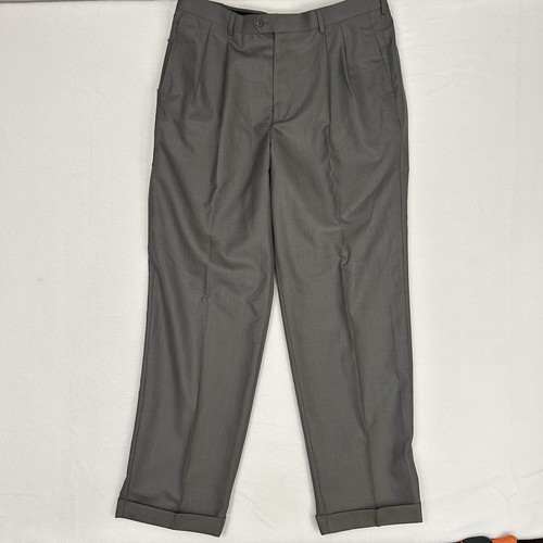 Perry Ellis Portfolio Herren Hose 38x34 Grau Plissee Bündchen Classic Fit Neu mit Etikett - Bild 12 von 14