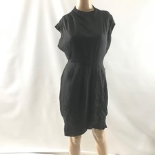 Express Women’s Pleated Sheath Dress Size XS Black Chiffon Solid Crewneck NWT