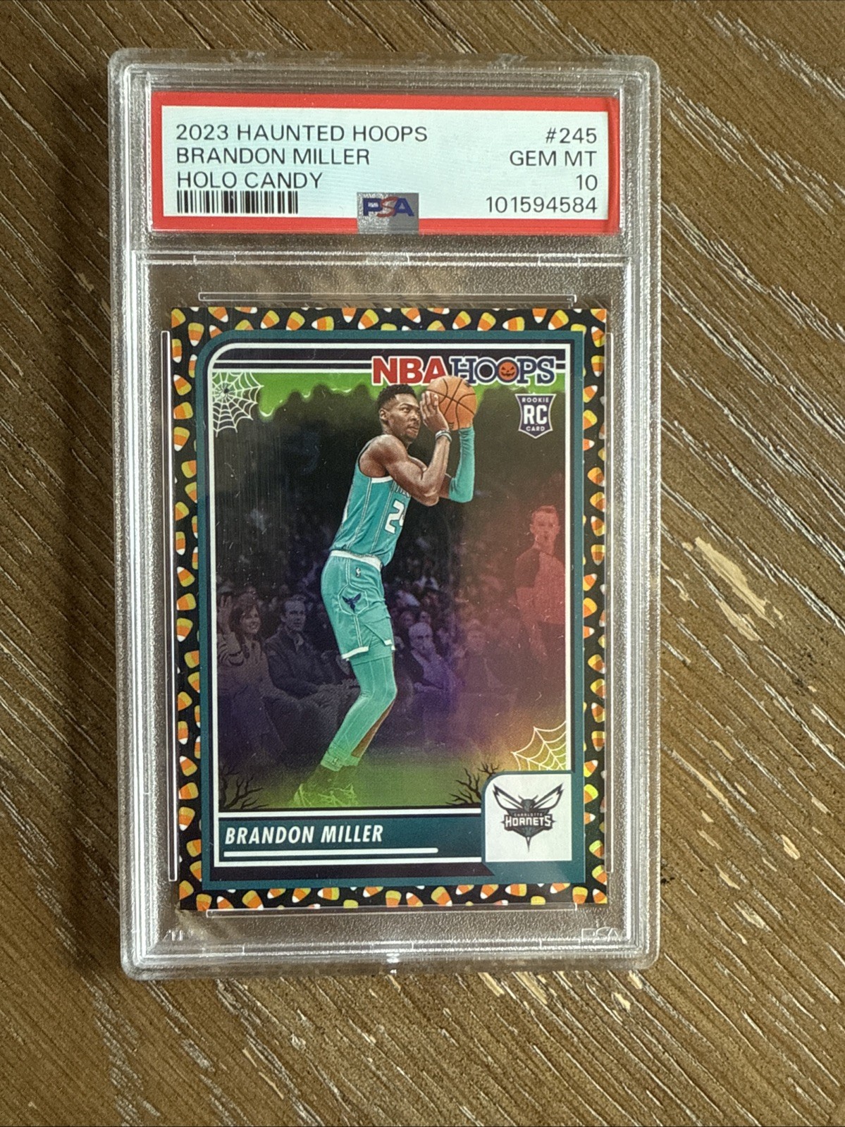 Brandon Miller 2023 Panini NBA Haunted Hoops #245 Candy Corn Holo PSA 10 Rookie
