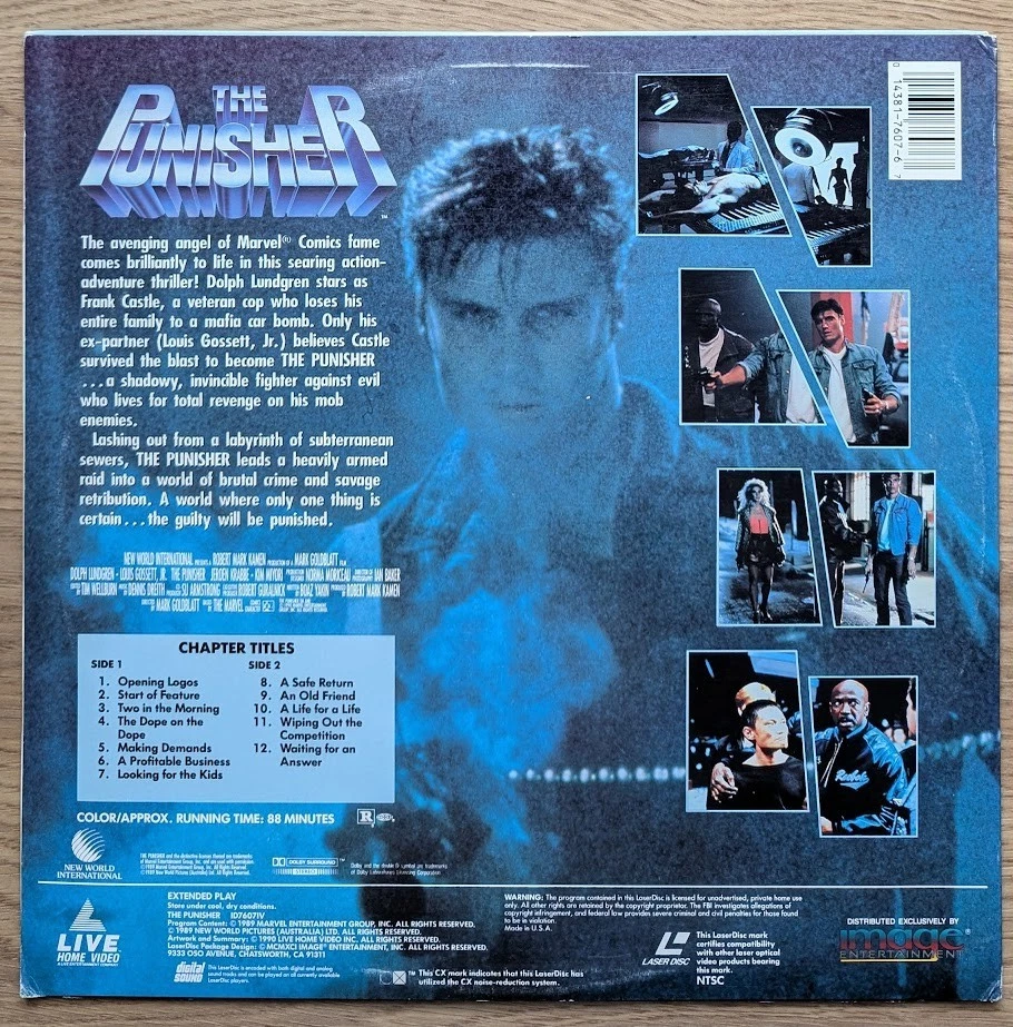 The Punisher 1989 Laserdisc Dolph Lundgren Marvel Comics Universe Louis Gossett - Image 2 of 2