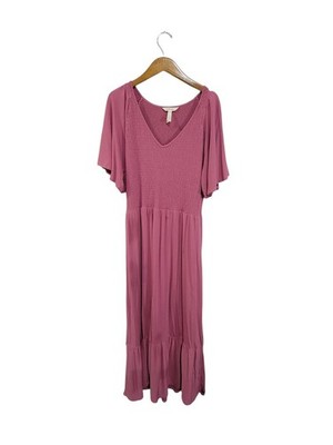 Matilda Jane Good Days Maxi Dress Womens XL Pink Smocking Tiered Romantic Cottag