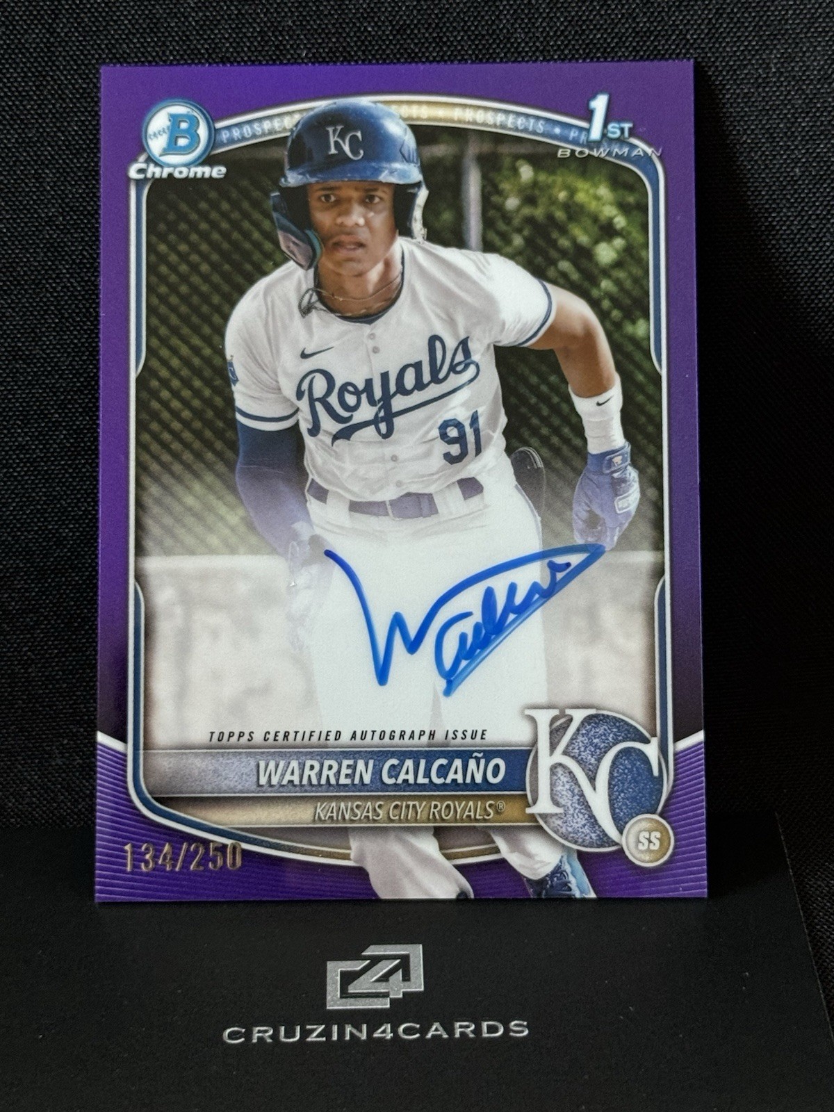 2025 Bowman Chrome - Warren Calcano 1st Purple Refractor Prospect Auto /250