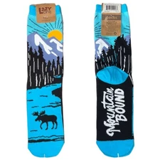 NWT Lazy One MOUNTAIN BOUND Crew Sock Unisex Women's 5-10 | Mens 4-8 blue/black