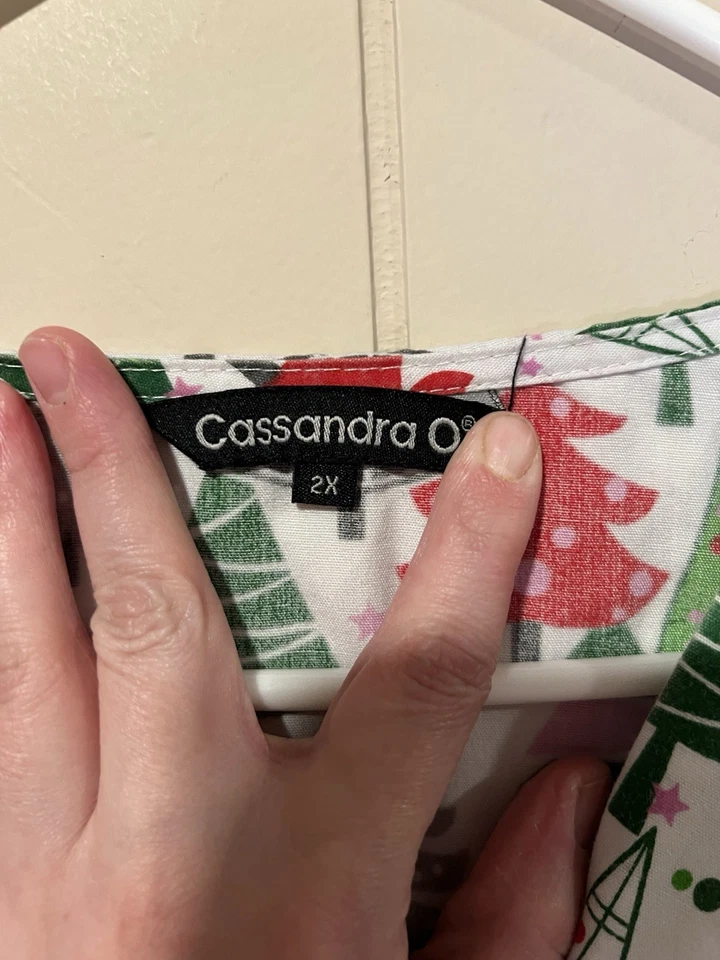 Blusa Médica Cassandra O Árbol de Navidad Vacaciones 2X Rojo Verde Blanco Rosa Foto 4 de 4