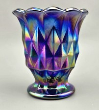 Imperial Glass ~Aurora Jewels~ Carnival Glass Diamond Cut Toothpick Holder