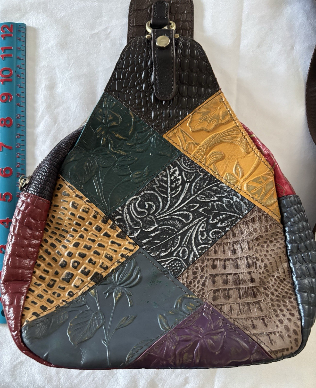 Leather Patchwork Crossbody Bag Boho Hipster - image 1