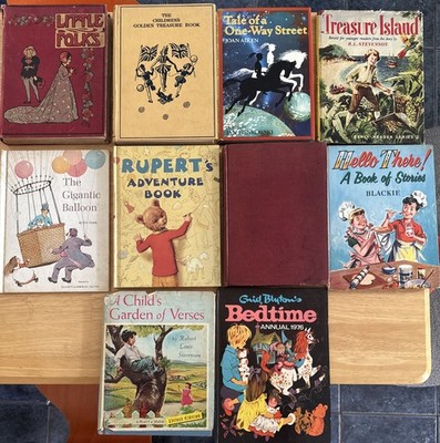 Job Lot 10 x Vintage Collectible Childrens Hardback Books Treasure Island Rupert