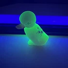 Fenton Uranium Duck Glittered Signed Satin  Custard