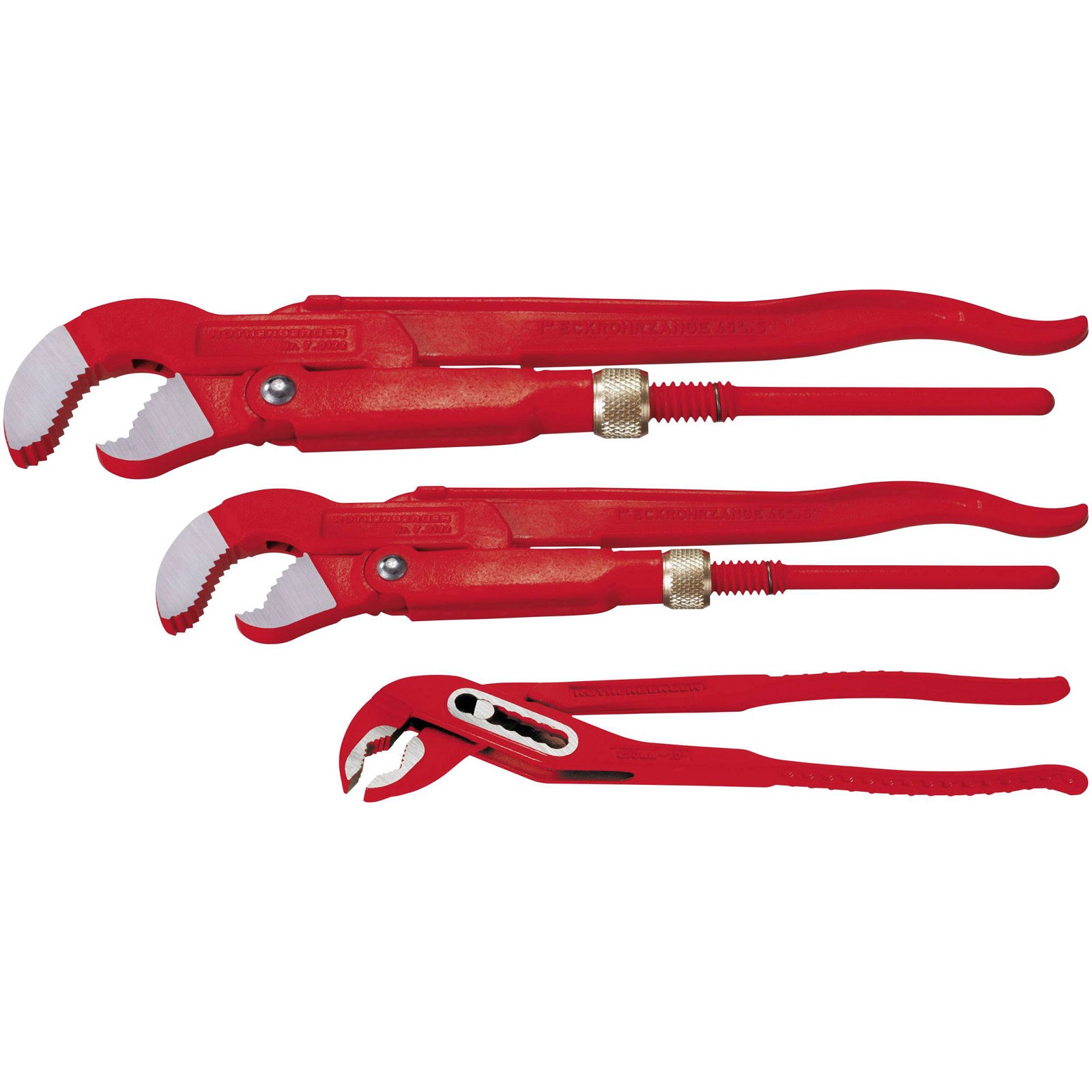 Rothenberger Workshop Pliers Set 3-Piece Pipe Wrench Ø1-Ø1.1/2