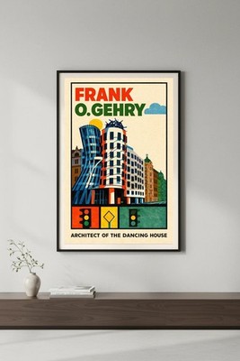Frank Gehry Dancing House Poster - Retro Decor 🏙️ 24x36