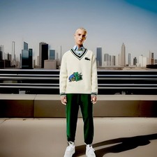 Lacoste Big Logo Tennis V-Neck Sweater Men's Size M NWT 260 Authentic