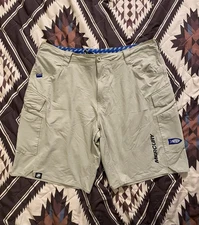 Aftco x Mercury Fishing Shorts Aftech Cargo Beige 10” Inseam Men’s Size 38