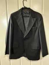 Vintage Tropic Formals LTD Black Tuxedo Dinner Jacket 40R Peak Lapel Mens Formal