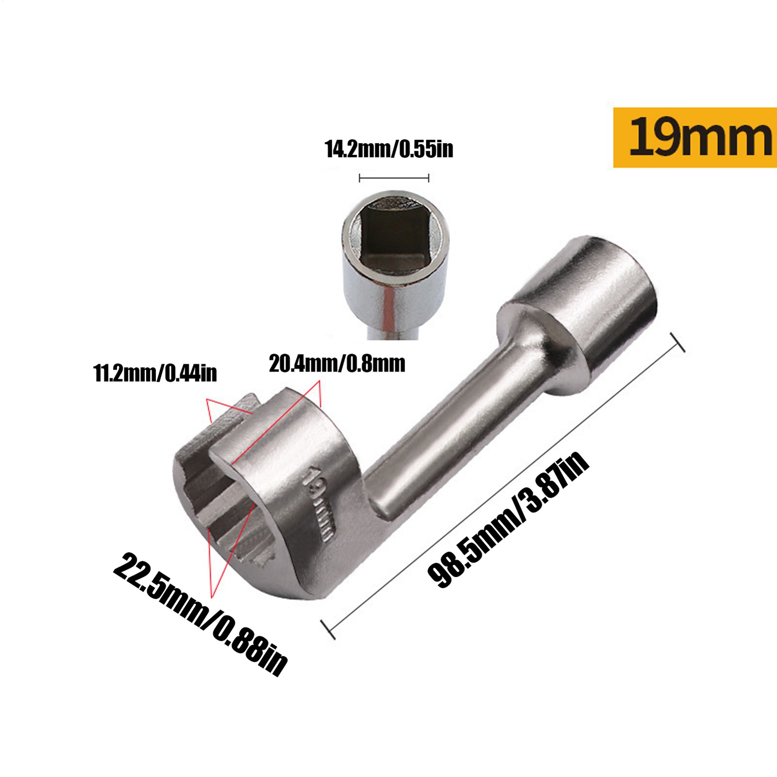 L-Type Open Ended Ring Diesel Fuel Injector Line Socket Wrench Set 12-19mm thumbnail 3